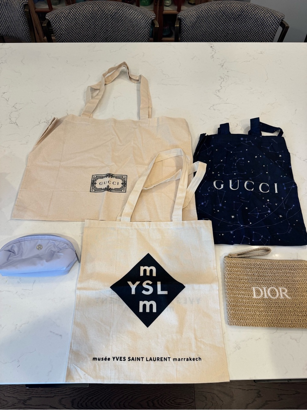 Designer Tote Bags, Ratan Bag, and Pouch Bundle - Gucci, YSL, Dior, Lululemon